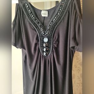 Evogues Black Gathered Waist Blouse Women's Size Extra Large